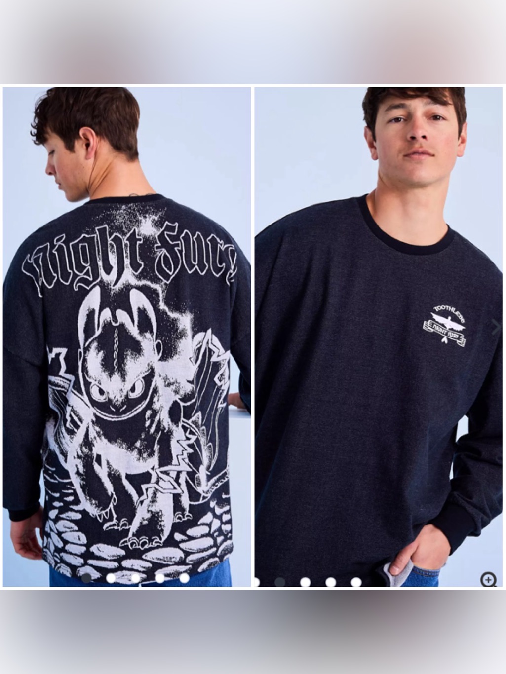 Boxlunch How To Train Your Dragon Toothless Tonal Portrait Long Sleeve Unisex M